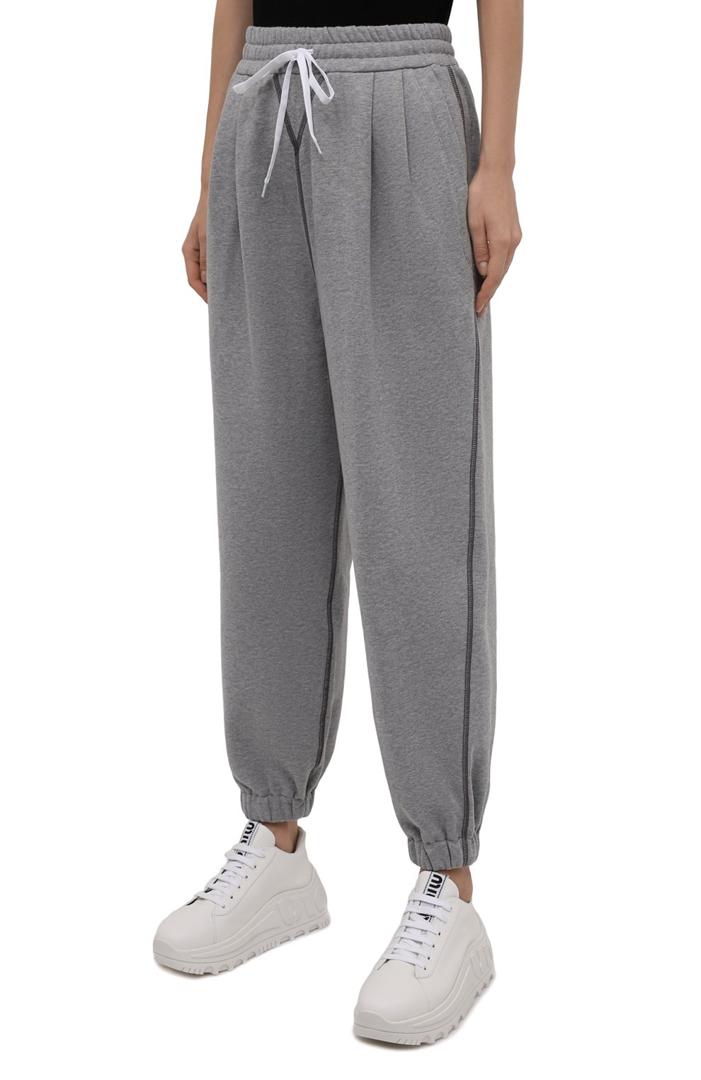 Хлопковые джоггеры MIU MIU, арт. MJP259-1Z4H-F0031, фото 3