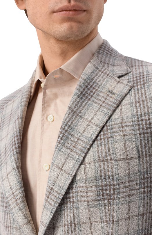 Пиджак из шелка и шерсти Andrea Campagna SALINA C0N SPALLINA BASSA/T26139 Серый  SALINA C0N SPALLINA BASSA/T26139 Фото 5