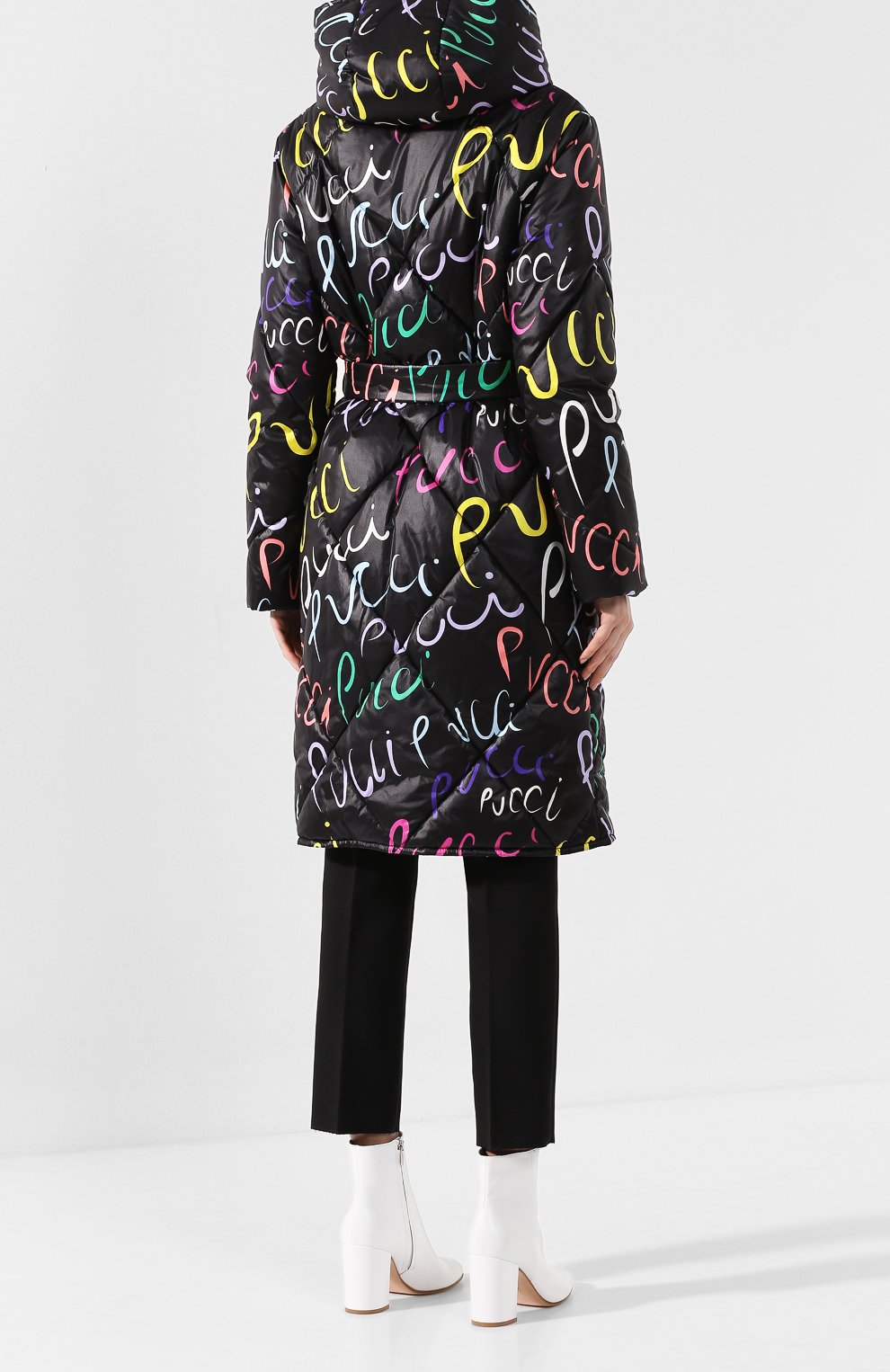 Утепленное пальто EMILIO PUCCI черного цвета по цене 172500 руб., арт. 9RYA05/9R790, фото 4 Утепленное пальто EMILIO PUCCI, арт. 9RYA05/9R790, фото 4