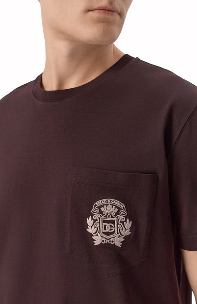Хлопковая футболка DOLCE & GABBANA темно-коричневого цвета по цене 72700 руб., арт. G8RA2Z/G7PZE, фото 5 Хлопковая футболка DOLCE & GABBANA, арт. G8RA2Z/G7PZE, фото 5