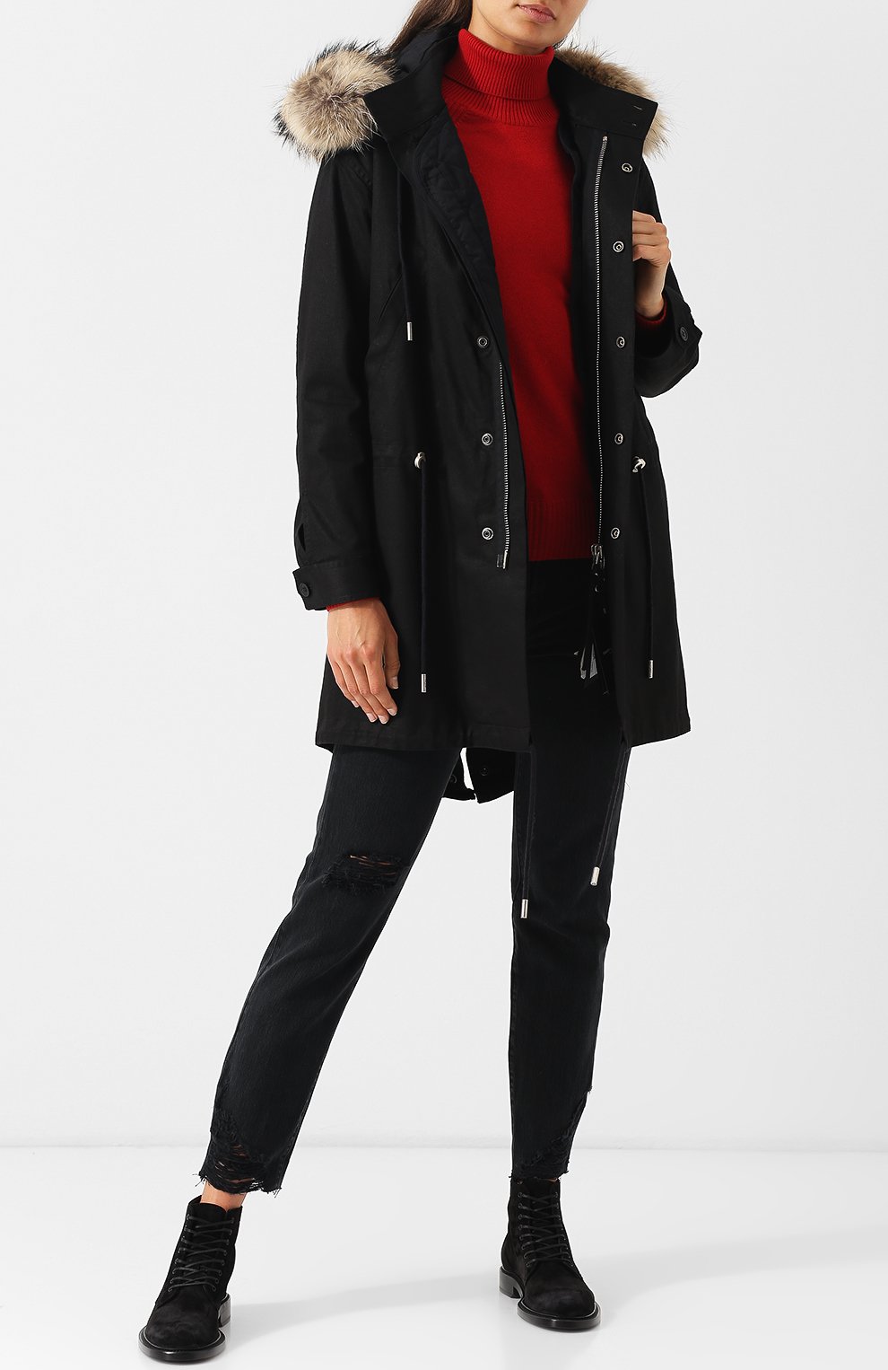 Хлопковая парка с меховым капюшоном SAINT LAURENT, арт. 534717/Y724T, фото 2