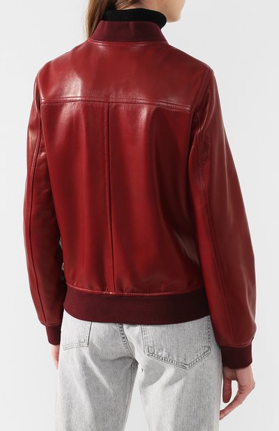 Однотонная кожаная куртка DOLCE & GABBANA бордового цвета по цене 435000 руб., арт. I9308W/FULYE, фото 4 Однотонная кожаная куртка DOLCE & GABBANA, арт. I9308W/FULYE, фото 4