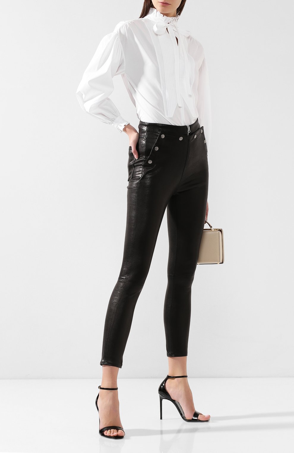 Кожаные брюки RAG AND BONE черного цвета по цене 128500 руб., арт. W2593L034BLK, фото 2 Кожаные брюки RAG AND BONE, арт. W2593L034BLK, фото 2