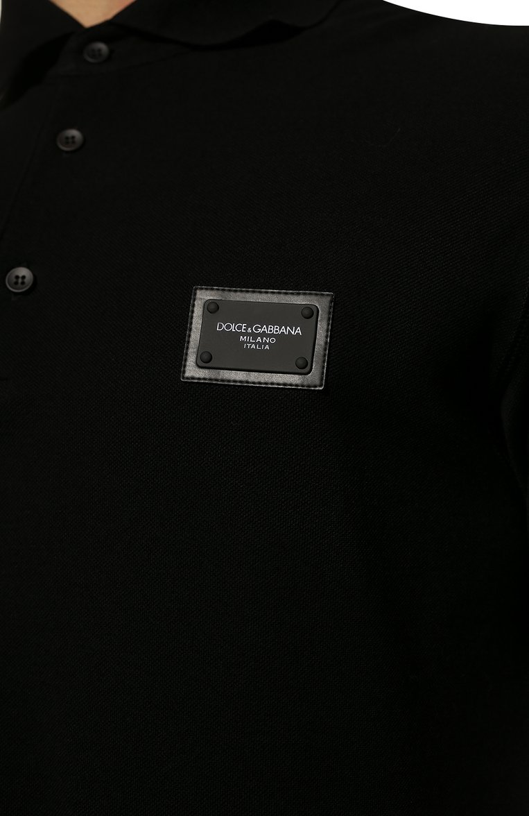 Мужское хлопковое поло DOLCE & GABBANA черного цвета, арт. G8KK1T/FU7EN | Фото 5 (Материал внешний: Хлопок; Рукава: Короткие; Статус проверки: Проверена категория; Длина (для топов): Удлиненные; Застежка: Пуговицы; Региональные ограничения белый список (Axapta Mercury): RU; Материал сплава: Проставлено; Ювелирные украшения: Назначено; Драгоценные камни: Проставлено; Стили: Кэжуэл; Принт: Без принта)