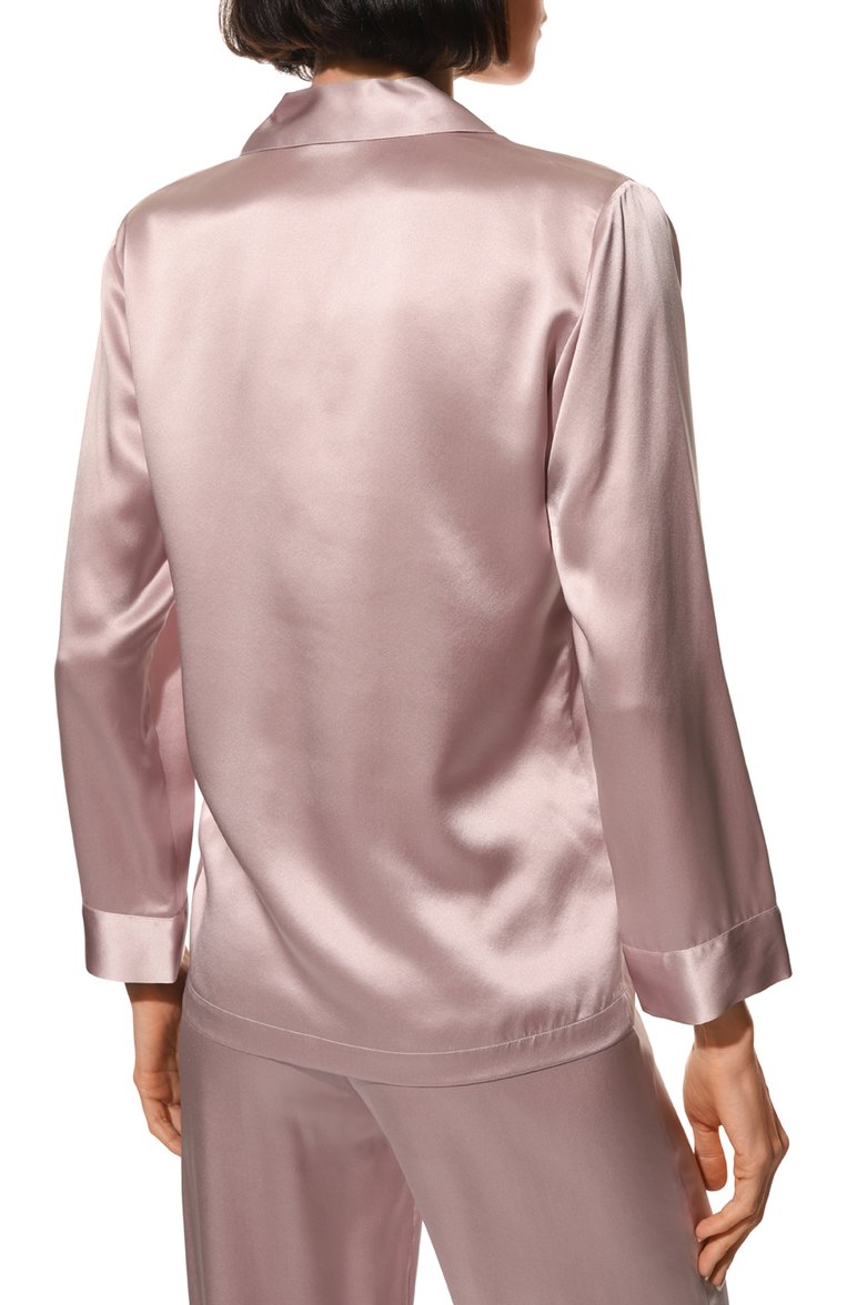 Женская шелковая пижама LUNA DI SETA светло-розового цвета, арт. VLST08007 | Фото 4 (Материал внешний: Шелк; Материал сплава: Проставлено; Нос: Не проставлено)