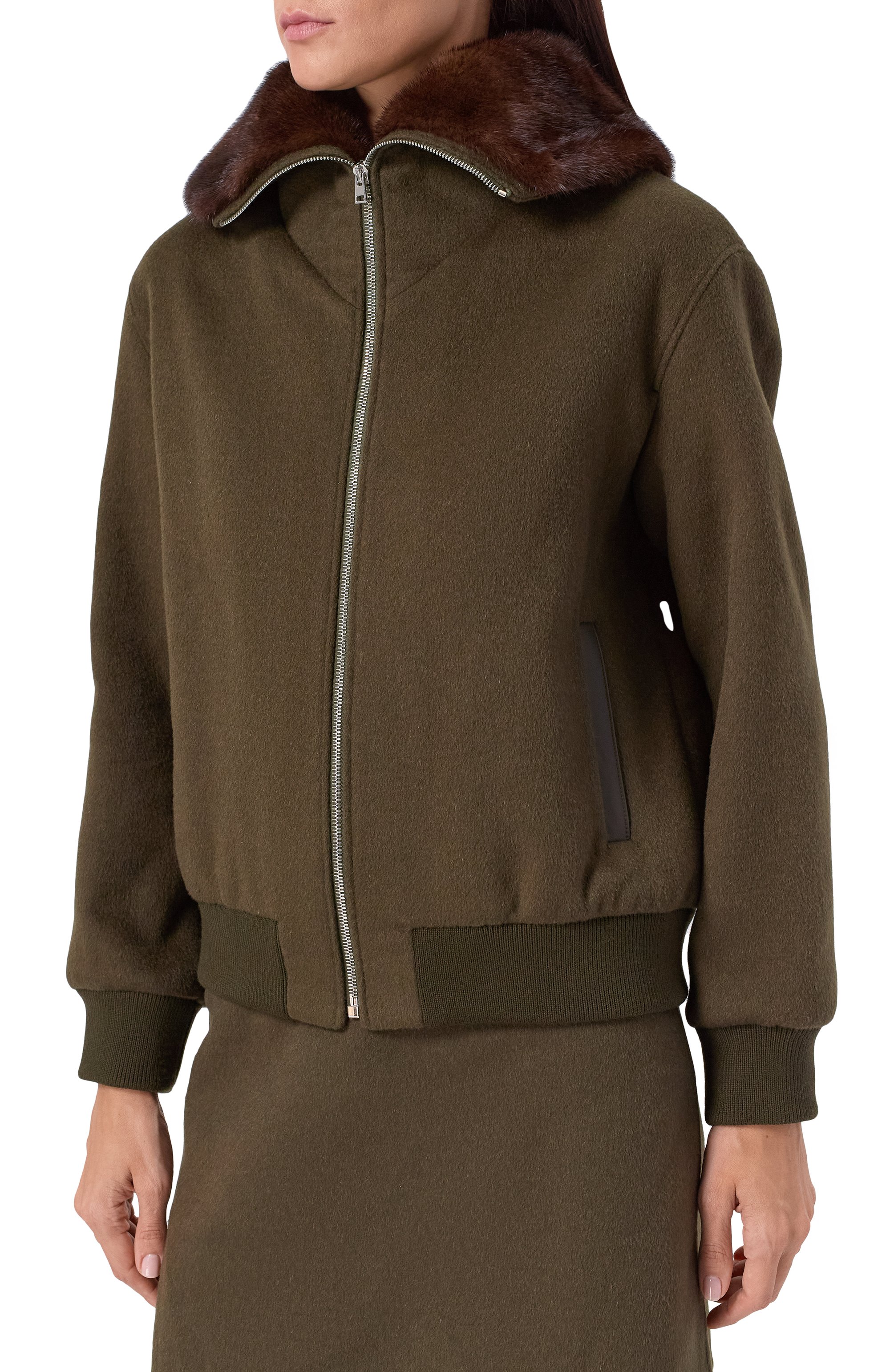 Бомбер с отделкой из норки YVES SALOMON, арт. 26WYV05660CAVI, фото 3