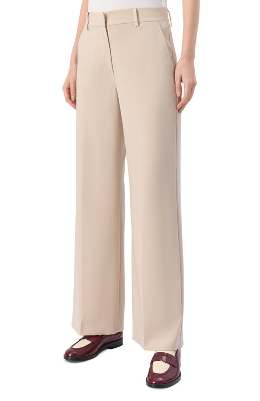 Шерстяные брюки Weekend Max Mara ANG0LA Кремовый  ANG0LA Фото 3