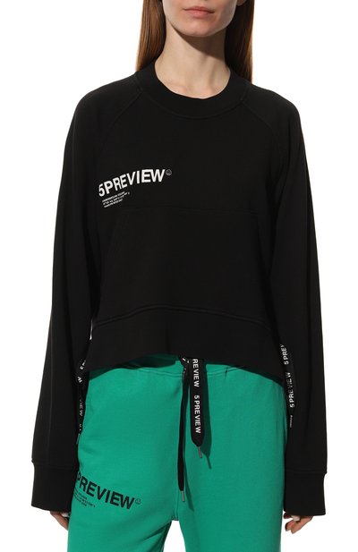 Хлопковый свитшот 5PREVIEW черного цвета по цене 18350 руб., арт. 5PWAW22044A., фото 3 Хлопковый свитшот 5PREVIEW, арт. 5PWAW22044A., фото 3