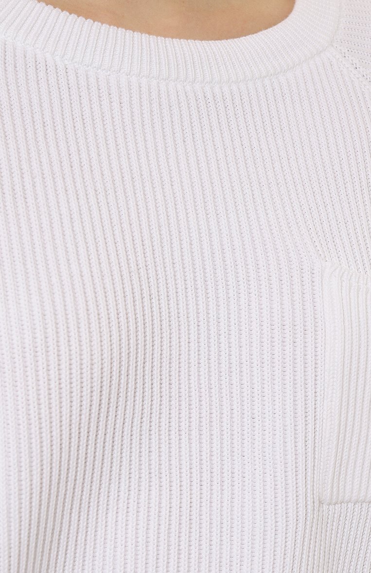 Женский хлопковый пуловер BRUNELLO CUCINELLI белого цвета, арт. M1900B1040 | Фото 5 (Рукава: Длинные; Длина (для топов): Стандартные; Материал сплава: Проставлено; Материал внешний: Хлопок; Женское Кросс-КТ: Пуловер-одежда; Драгоценные камни: Проставлено; Стили: Кэжуэл)