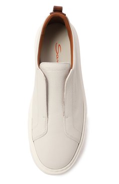 Женские кожаные кеды SANTONI молочного цвета, арт. WBCG61323BARTLLK | Фото 6 (Драгоценные камни: Проставлено; Материал внешний: Натуральная кожа; Материал сплава: Проставлено; Подошва: Платформа; Стили: Кэжуэл; Кросс-КТ: Низкие; Материал утеплителя: Без утеплителя)