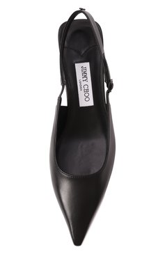 Женские кожаные туфли amel 50 JIMMY CHOO черного цве�та, арт. AMEL 50 | Фото 6 (Материал внешний: Натуральная кожа; Подошва: Плоская; Драгоценные камни: Проставлено; Каблук высота: Средний; Материал сплава: Проставлено; Материал внутренний: Натуральная кожа; Женское Кросс-КТ: Слингбэки; Каблук тип: Фигурный)