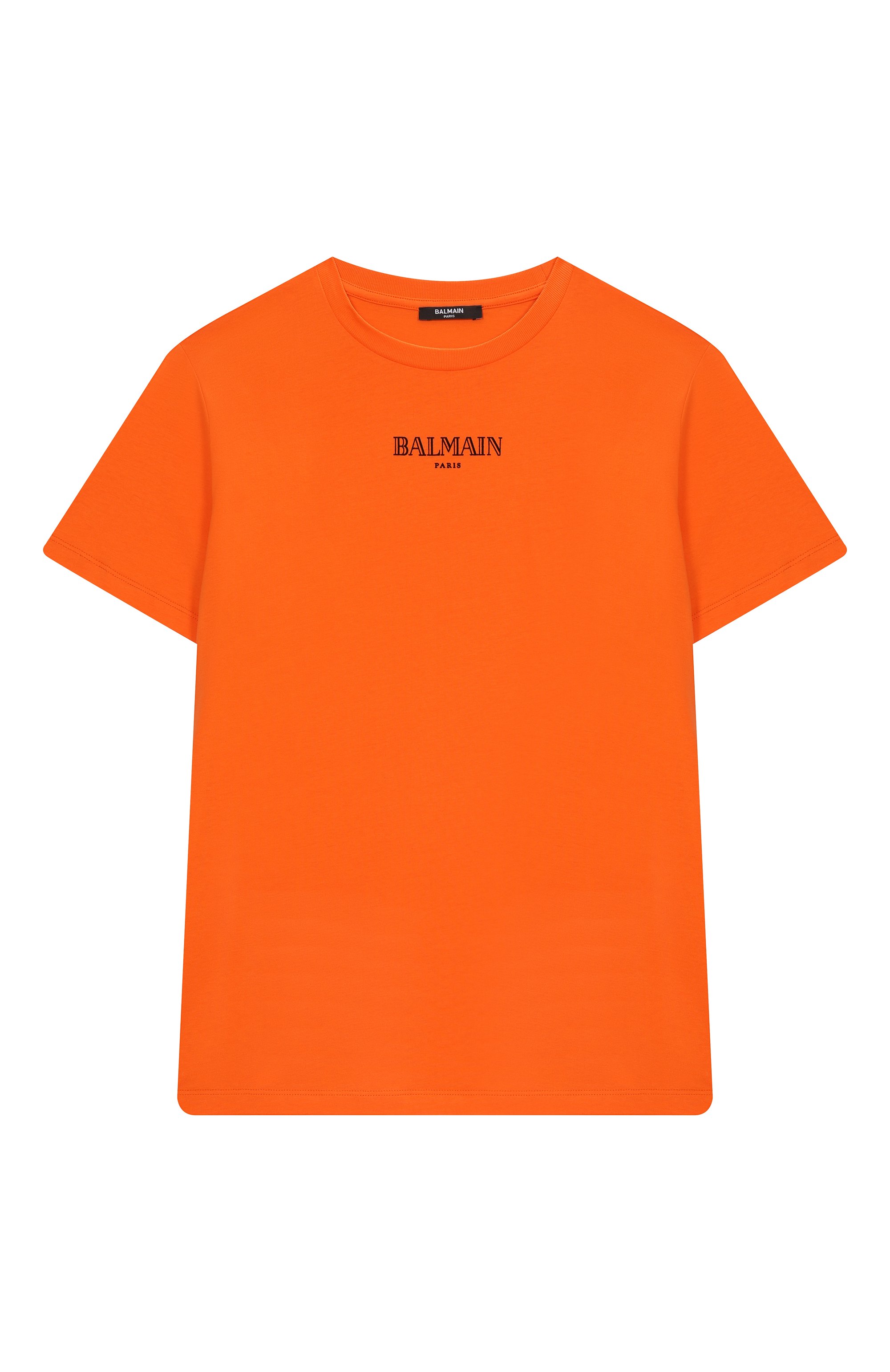 Хлопковая футболка BALMAIN оранжевого цвета по цене 17200 руб., арт. BW8P51, фото 1 Хлопковая футболка BALMAIN, арт. BW8P51, фото 1