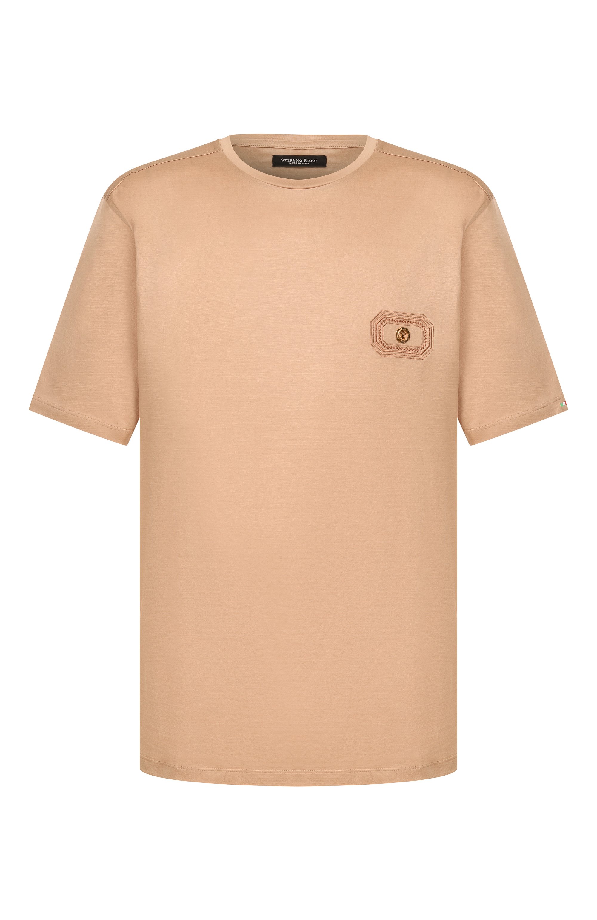 Хлопковая футболка STEFANO RICCI бежевого цвета по цене 75650 руб., арт. MNH6104960/TE0001, фото 1 Хлопковая футболка STEFANO RICCI, арт. MNH6104960/TE0001, фото 1