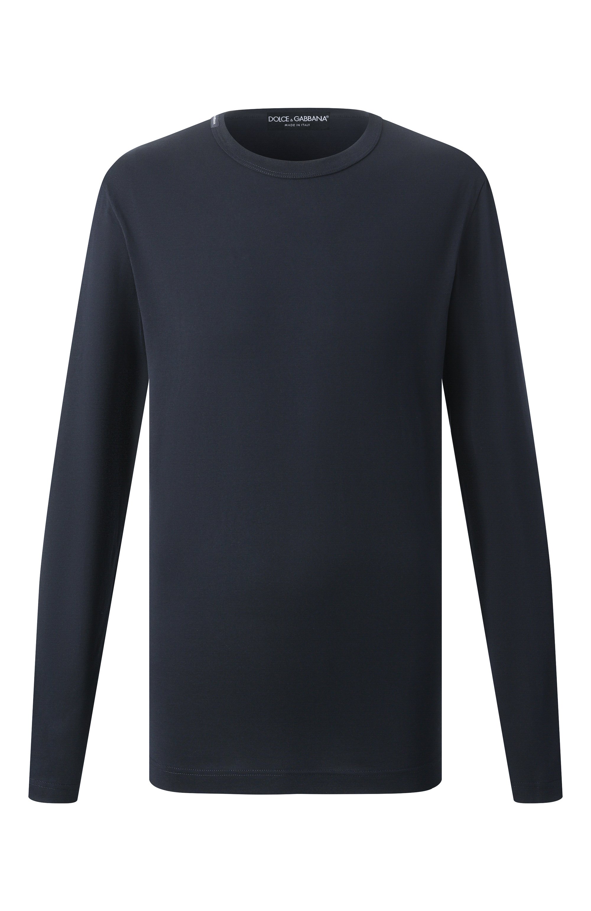Хлопковый лонгслив DOLCE & GABBANA темно-синего цвета по цене 52150 руб., арт. G8PV0T/FU7EQ, фото 1 Хлопковый лонгслив DOLCE & GABBANA, арт. G8PV0T/FU7EQ, фото 1