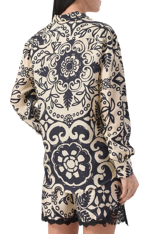 Шелковая рубашка Maurizio W07210481 Бежевый  W07210481 Фото 4