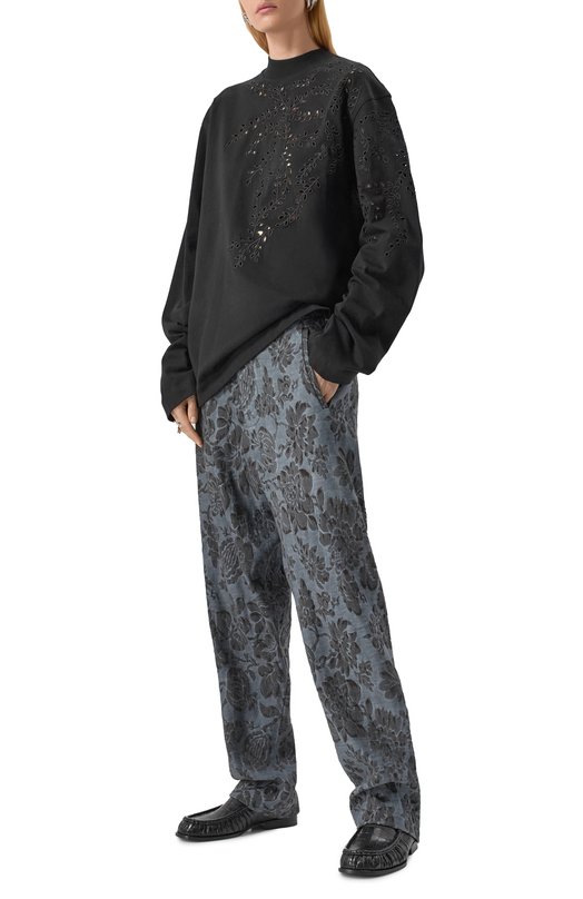 Хлопковый лонгслив Dries Van Noten 251-011150-1603 Чёрный  251-011150-1603 Фото 2