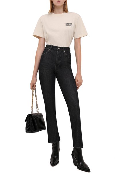 Хлопковая футболка GOLDEN GOOSE DELUXE BRAND кремового цвета по цене 8925 руб., арт. GWP01005.P000191, фото 2 Хлопковая футболка GOLDEN GOOSE DELUXE BRAND, арт. GWP01005.P000191, фото 2