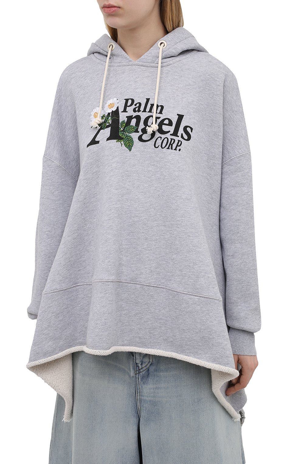 Хлопковое худи PALM ANGELS серого цвета по цене 86850 руб., арт. PWBC002S21FLE0010810, фото 3 Хлопковое худи PALM ANGELS, арт. PWBC002S21FLE0010810, фото 3
