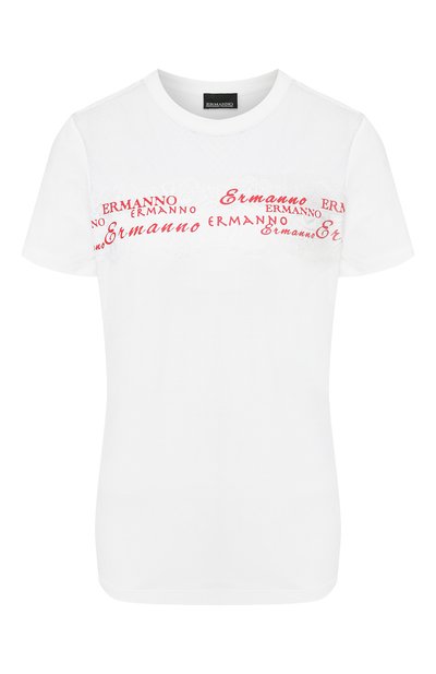 Женская хлопковая футболка ERMANNO ERMANNO SCERVINO, арт. 46T TS30 JEA