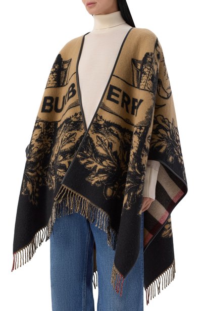 Шерстяное пончо BURBERRY бежевого цвета по цене 183500 руб., арт. 8074875, фото 3 Шерстяное пончо BURBERRY, арт. 8074875, фото 3