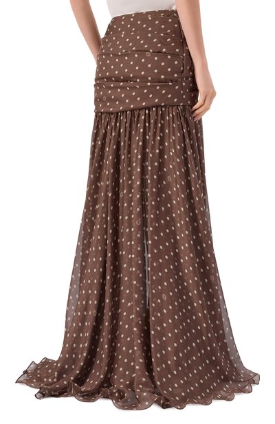 Шелковая юбка ELIE SAAB коричневого цвета по цене 272500 руб., арт. SK307PS26/CH010, фото 4 Шелковая юбка ELIE SAAB, арт. SK307PS26/CH010, фото 4