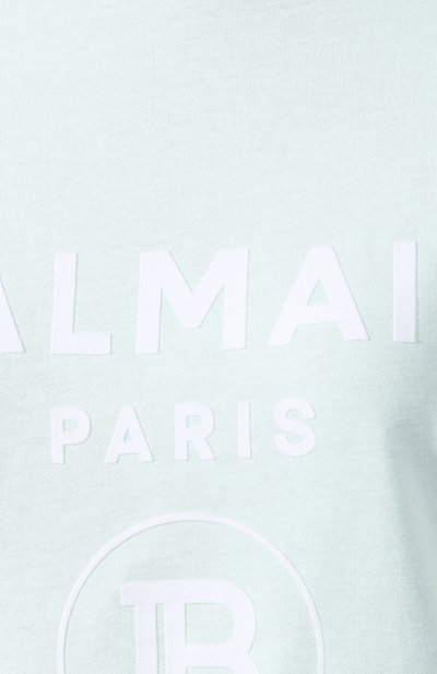 Хлопковая футболка BALMAIN зеленого цвета по цене 35250 руб., арт. SF21362/I240, фото 5 Хлопковая футболка BALMAIN, арт. SF21362/I240, фото 5