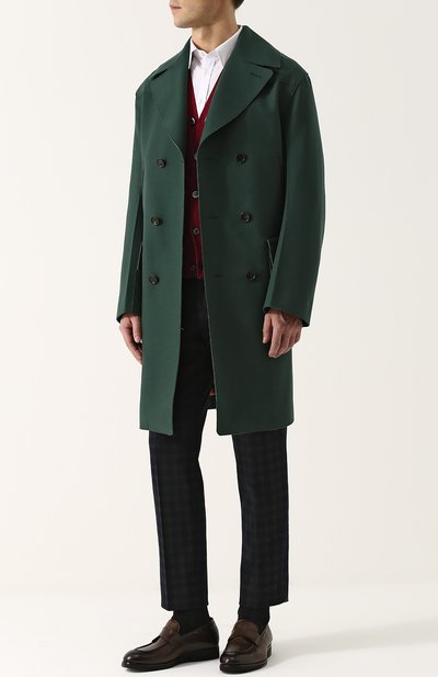 Двубортное шерстяное пальто с необработанным краем GUCCI, арт. 468225/ZIW13, фото 2