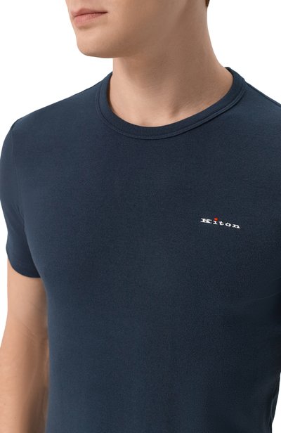 Хлопковая футболка KITON темно-синего цвета по цене 39950 руб., арт. UNWM008K0263L, фото 5 Хлопковая футболка KITON, арт. UNWM008K0263L, фото 5