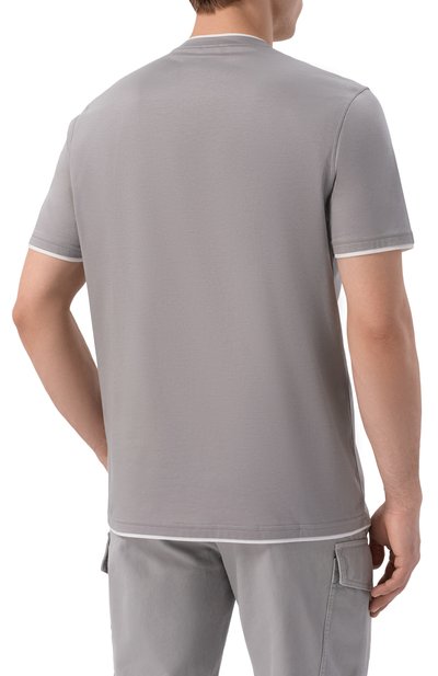 Хлопковая футболка KITON серого цвета по цене 114500 руб., арт. UMK0970, фото 4 Хлопковая футболка KITON, арт. UMK0970, фото 4