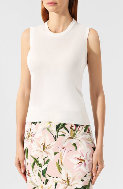 Шелковый топ DOLCE & GABBANA белого цвета по цене 54250 руб., арт. FX452T/JASGZ, фото 3 Шелковый топ DOLCE & GABBANA, арт. FX452T/JASGZ, фото 3