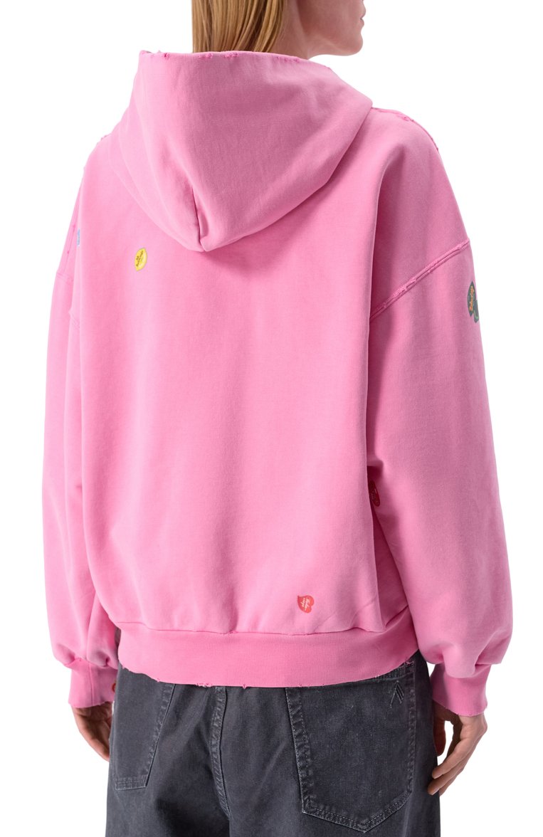 Женский хлопковая толстовка BALENCIAGA розового цвета, арт. 803264/TRVS5 | Фото 4 (Длина (для топов): Стандартные; Рукава: Длинные; Материал внешний: Хлопок; Женское Кросс-КТ: Кардиган-одежда; Стили: Гранж)