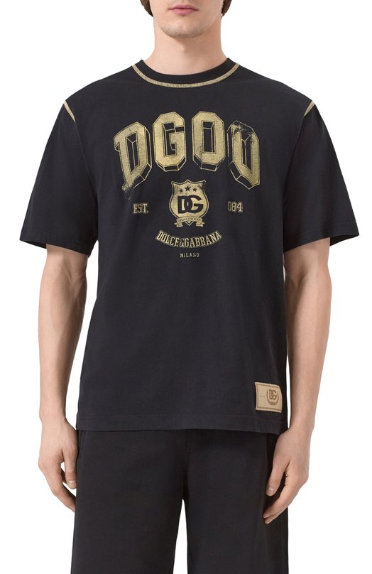 Хлопковая футболка Dolce & Gabbana G8PN9T/G7NWY Чёрный  G8PN9T/G7NWY Фото 3