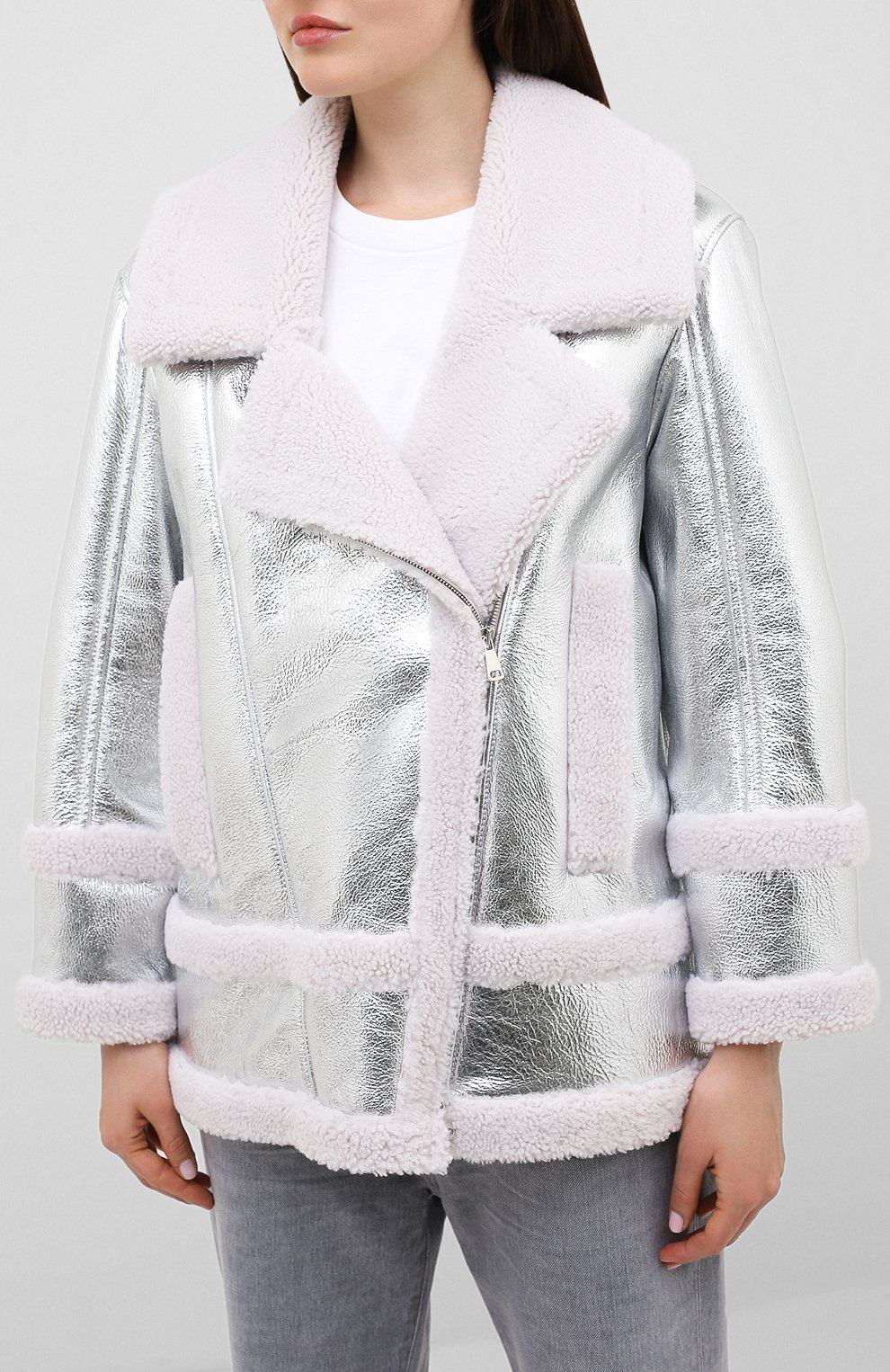 Дубленка BLANCHA серебряного цвета по цене 199500 руб., арт. 20047/300/49/BIANC0 METAL, фото 3 Дубленка BLANCHA, арт. 20047/300/49/BIANC0 METAL, фото 3