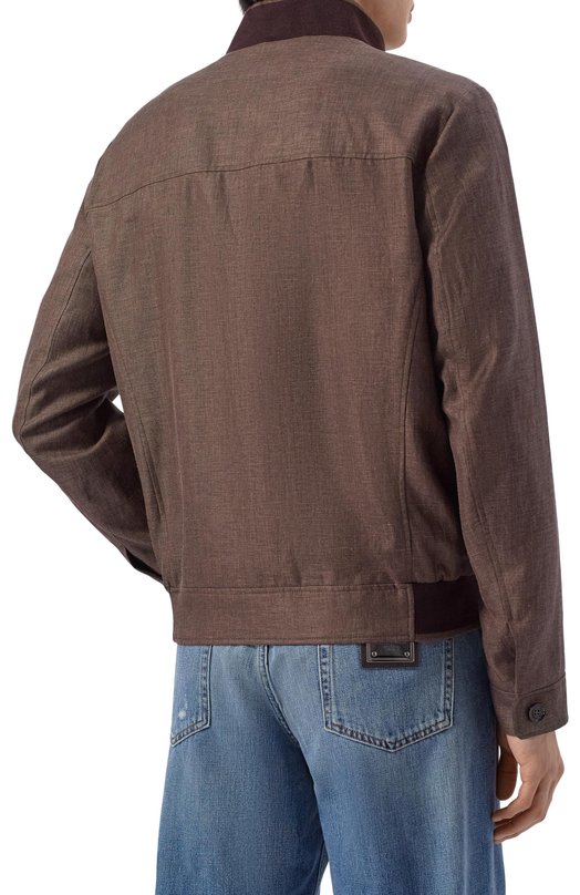 Бомбер из шерсти и льна Stefano Ricci M7J6100371/B127HA_001 Коричневый  M7J6100371/B127HA_001 Фото 4