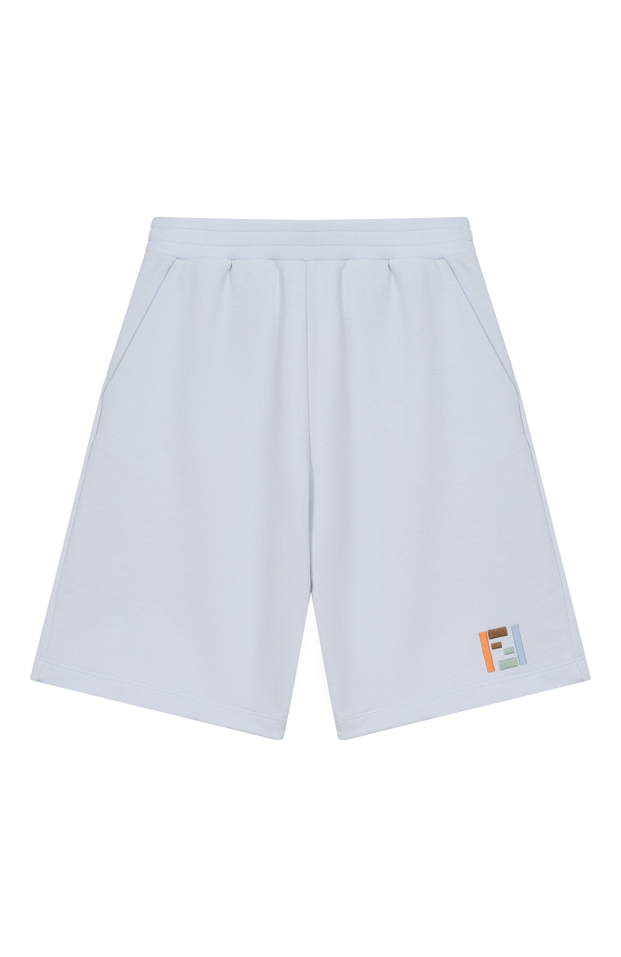 Хлопковые шорты FENDI голубого цвета по цене 26600 руб., арт. JMF592/5V0/8A-12+, фото 1 Хлопковые шорты FENDI, арт. JMF592/5V0/8A-12+, фото 1