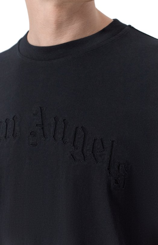 Хлопковая футболка Palm Angels PMAA10QS26JER001 Чёрный  PMAA10QS26JER001 Фото 5