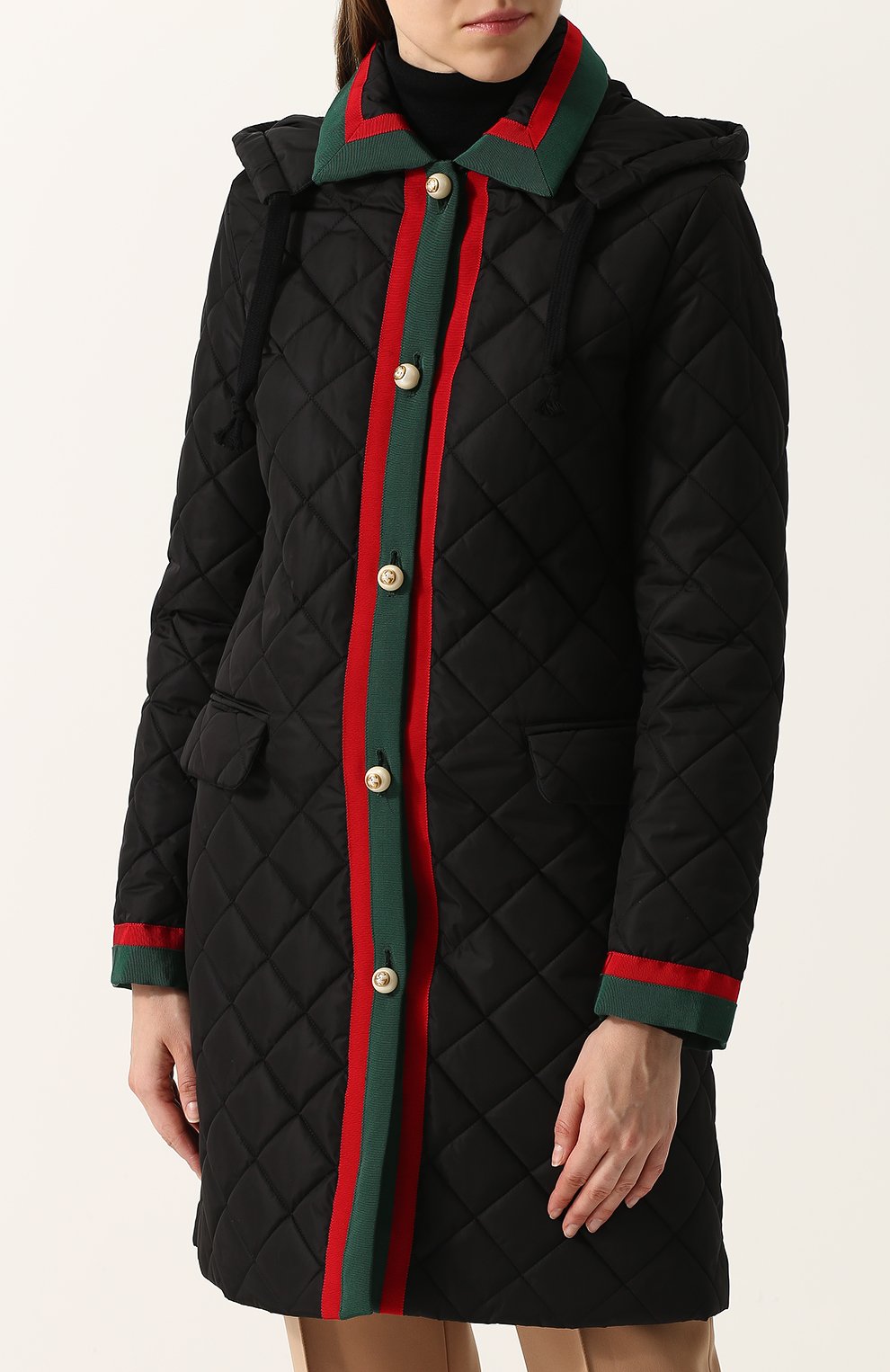 Приталенное стеганое пальто с капюшоном GUCCI, арт. 473850/ZJZ36, фото 3