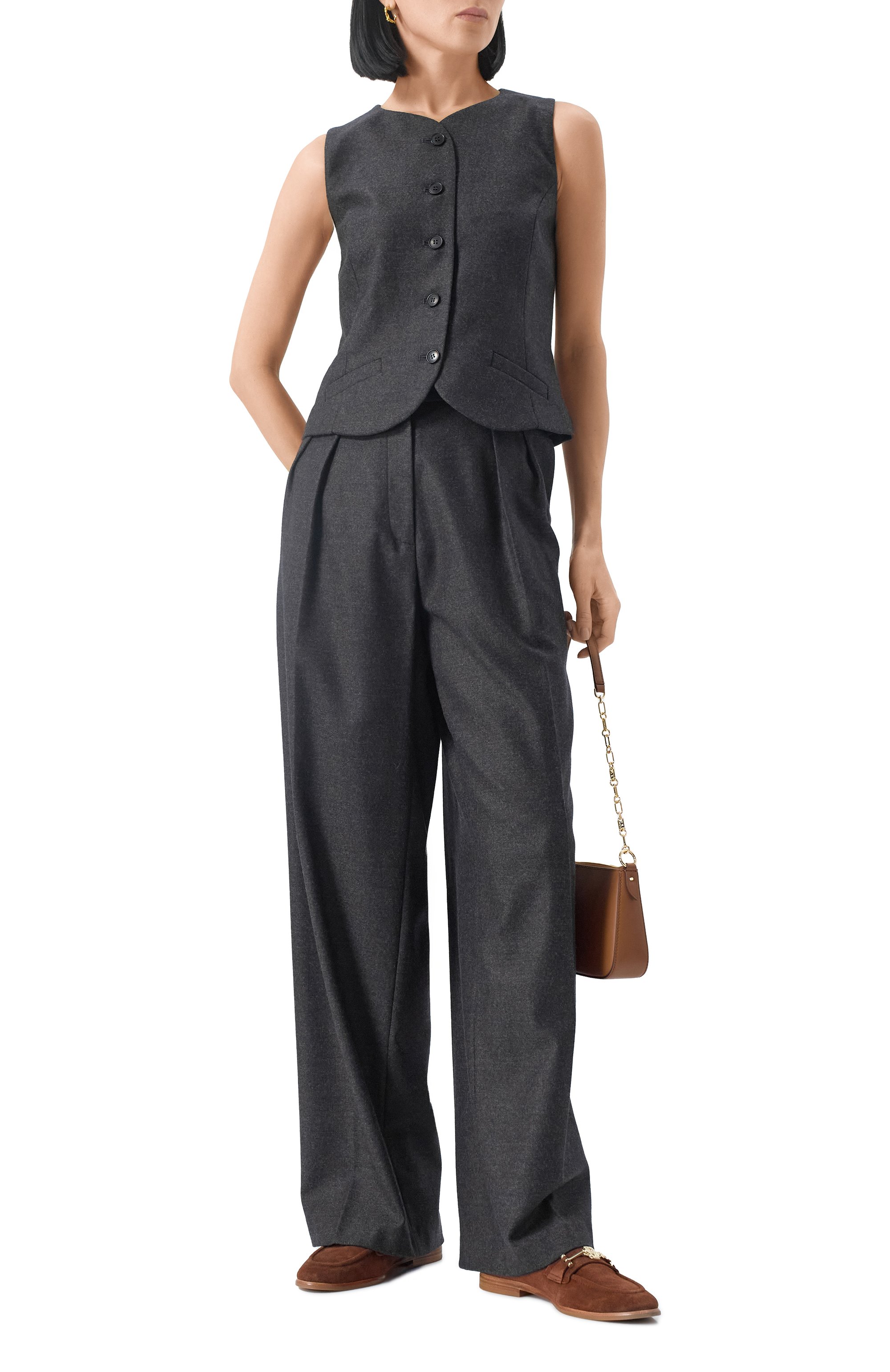 Шерстяной жилет LESYANEBO серого цвета по цене 34000 руб., арт. LN03H-411A_TH, фото 2 Шерстяной жилет LESYANEBO, арт. LN03H-411A_TH, фото 2