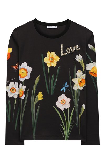Хлопковый лонгслив с вышивкой пайетками DOLCE & GABBANA, арт. L5JTAY/G7QEH/8-14, фото 1