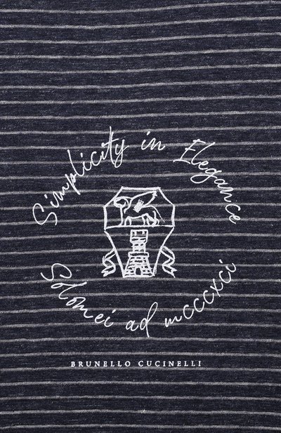 Льняная футболка BRUNELLO CUCINELLI синего цвета по цене 27300 руб., арт. BTS43T144C, фото 3 Льняная футболка BRUNELLO CUCINELLI, арт. BTS43T144C, фото 3