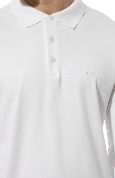 Хлопковое поло BOSS белого цвета по цене 17950 руб., арт. 50468392, фото 5 Хлопковое поло BOSS, арт. 50468392, фото 5