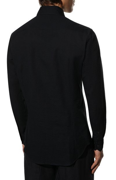 Хлопковая рубашка GIORGIO ARMANI темно-синего цвета по цене 56200 руб., арт. 8WGCCZ97/TZ272, фото 4 Хлопковая рубашка GIORGIO ARMANI, арт. 8WGCCZ97/TZ272, фото 4