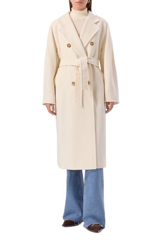Пальто из шерсти и кашемира Max Mara MADAME Кремовый  MADAME Фото 3