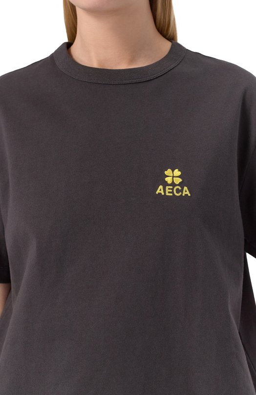 Хлопковая футболка AECA WHITE AWCMSSBDTTSST010C0.CHARCOAL (S) Серый  AWCMSSBDTTSST010C0.CHARCOAL (S) Фото 5