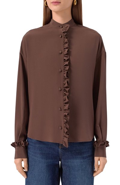 Шелковая блузка MVST коричневого цвета по цене 92500 руб., арт. M25.1PW.B001/R660, фото 3 Шелковая блузка MVST, арт. M25.1PW.B001/R660, фото 3