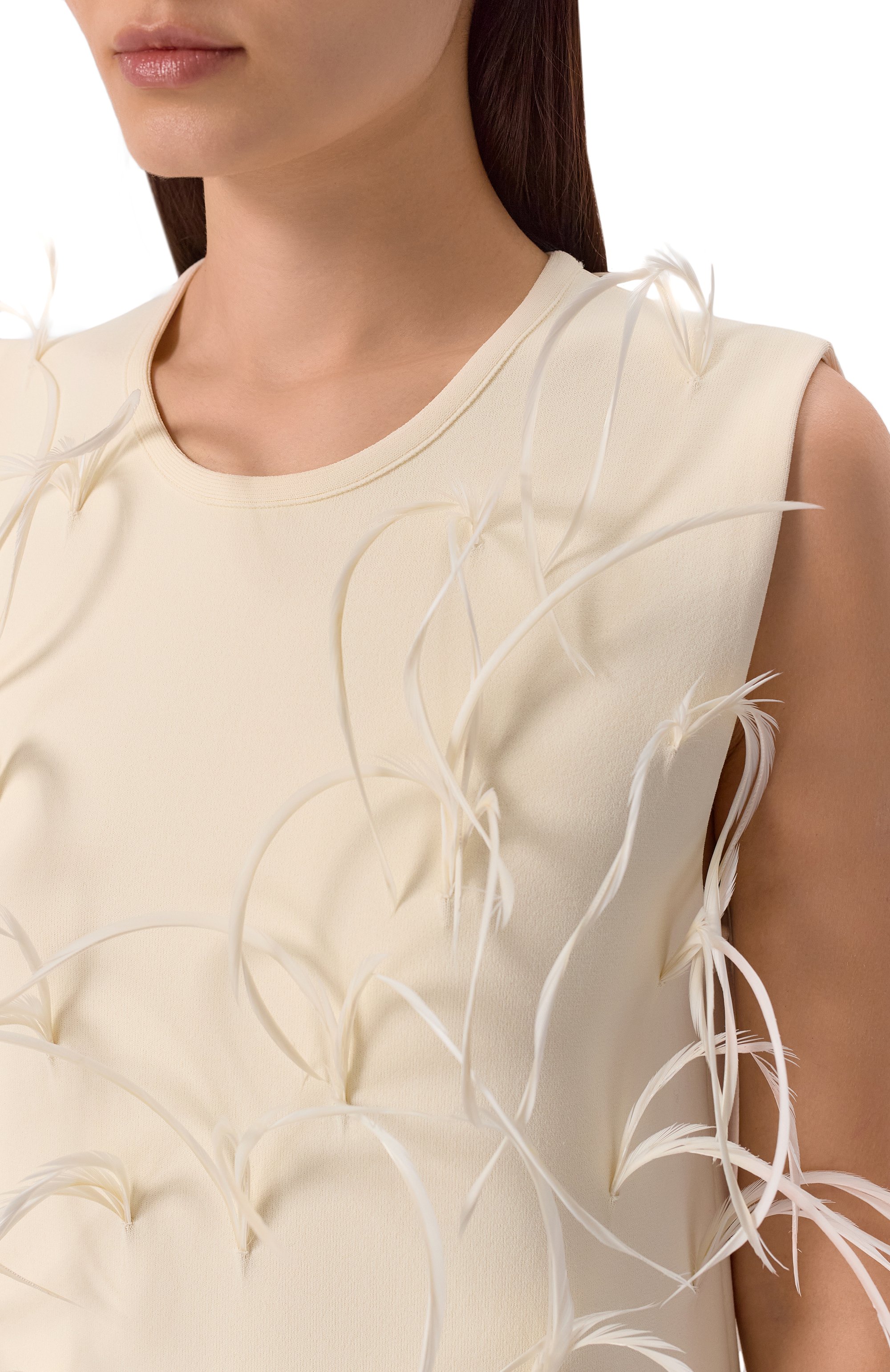 Платье из вискозы с отделкой перьями JIL SANDER, арт. J03CT0549/J18353, фото 4