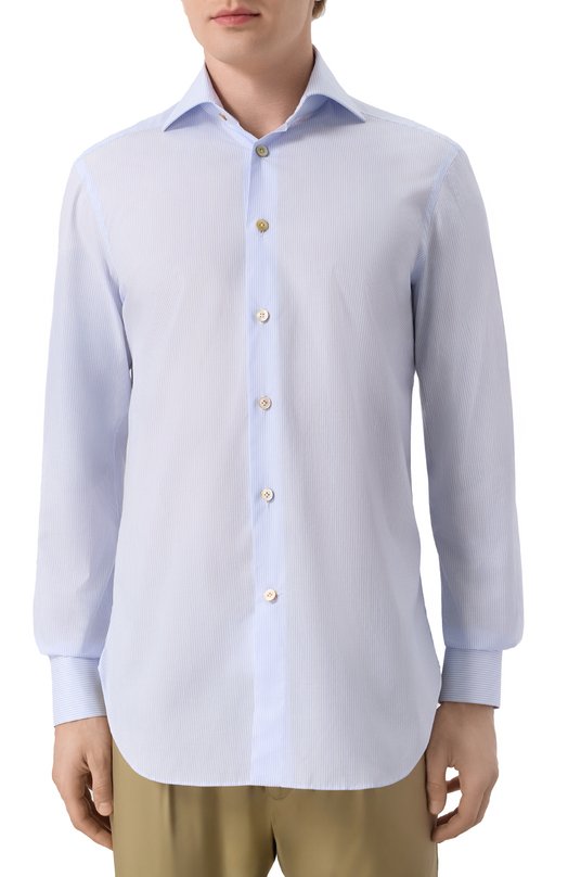 Хлопковая сорочка Kiton UCIH0929413 Голубой  UCIH0929413 Фото 3