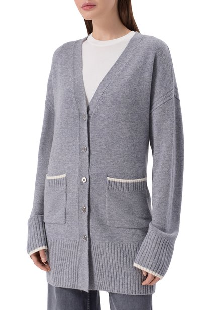 Кардиган из шерсти и кашемира PINKO серого цвета по цене 27900 руб., арт. 105451/A2Q9, фото 3 Кардиган из шерсти и кашемира PINKO, арт. 105451/A2Q9, фото 3