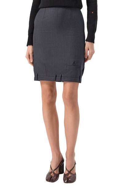 Юбка из шерсти и хлопка MM6 темно-серого цвета по цене 69950 руб., арт. S52ME0027/M35743, фото 3 Юбка из шерсти и хлопка MM6, арт. S52ME0027/M35743, фото 3