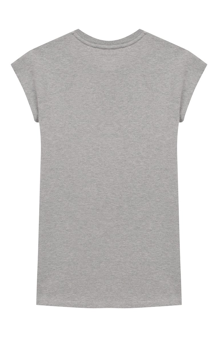 Детское хлопковое мини-платье MARC JACOBS (THE) серого цвета, арт. W12261/2A-5A | Фото 2 (Рукава: Коротк�ие; Материал внешний: Хлопок; Случай: Повседневный; Статус проверки: Проверена категория; Девочки Кросс-КТ: Платье-одежда)
